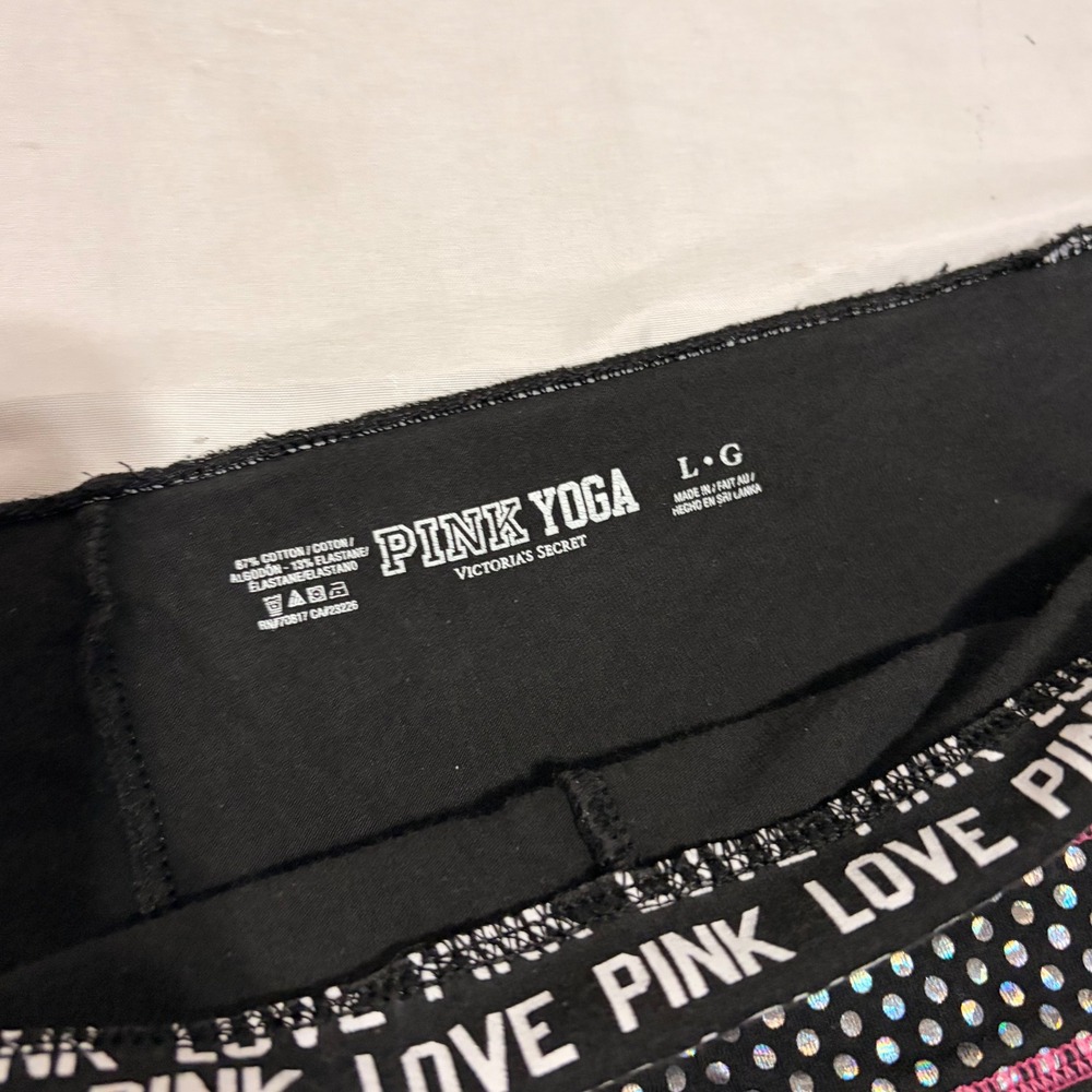 Victoria's Secret PINK Foldover Yoga Pants Polka Dot and logo pattern Wide Leg - Picture 7 of 12